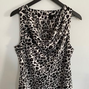 Silver and black cowl neck top